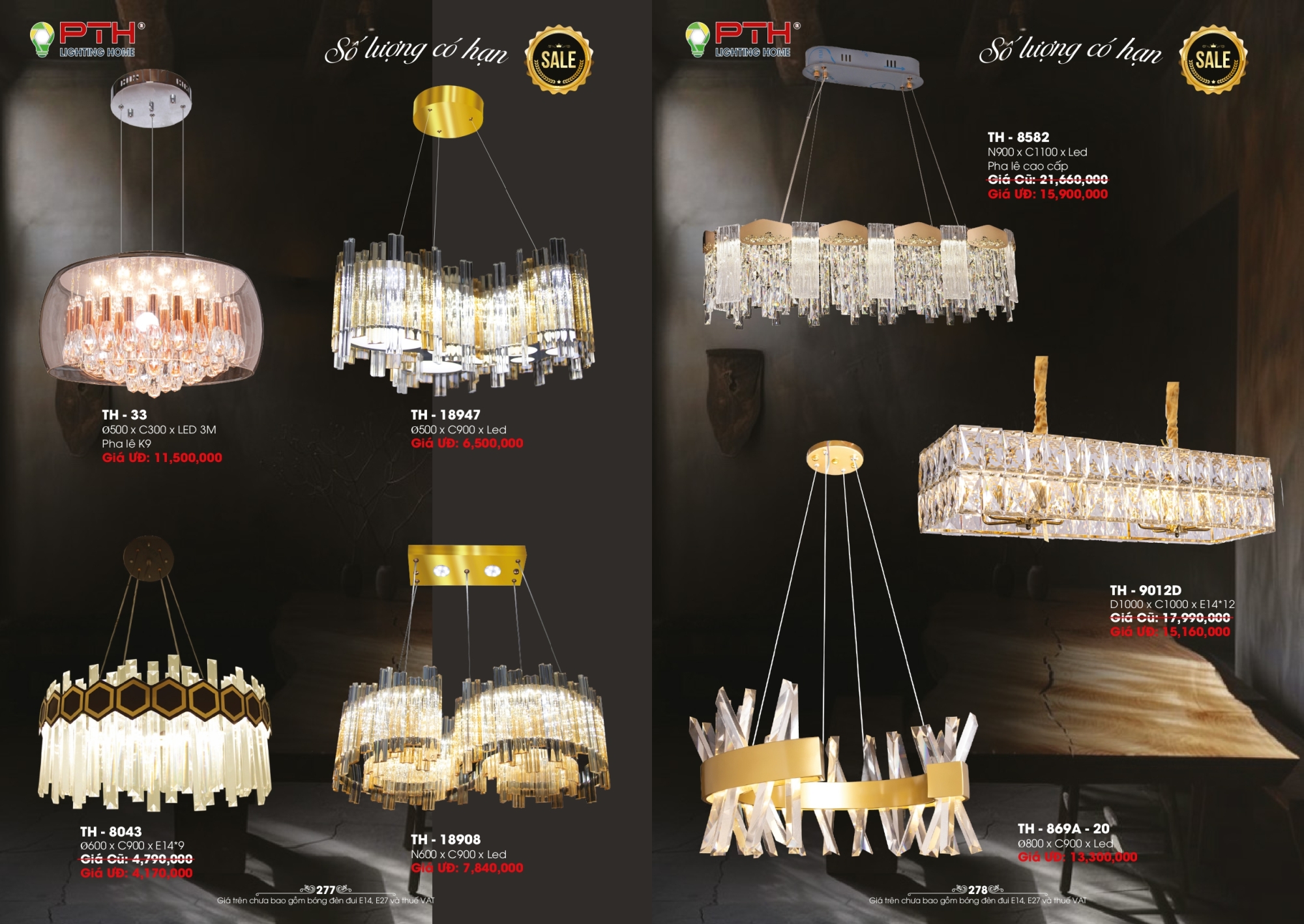 Bảng giá đèn trang trí PTH Lighting Home 2026